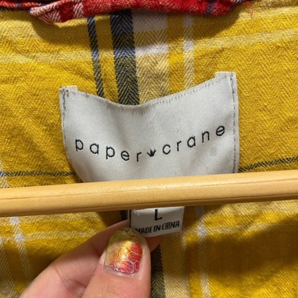 Flannel Jacket, Yellow Inner and Red on Outside; Zip Up;Large, 100% Cotton - Picture 3 of 6